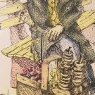 1943 Vintage Signed NORI "Pretzel Man" Hand Colored Judaica Art Lithograph Print