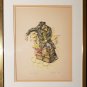 1943 Vintage Signed NORI "Pretzel Man" Hand Colored Judaica Art Lithograph Print