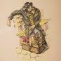 1943 Vintage Signed NORI "Pretzel Man" Hand Colored Judaica Art Lithograph Print