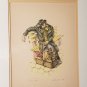 1943 Vintage Signed NORI "Pretzel Man" Hand Colored Judaica Art Lithograph Print