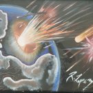 Signed P. LOPEZ Space Exploding Planets Comets Large Mixed Media Abstract Art #1 Signed P. LOPEZ Space Exploding Planets Comets Large Mixed Media Abstract Art #1