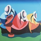 Signed VARITTAS Latin American Cubism Naif Folk Art Painting Peru Mexico Ecuador