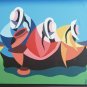 Signed VARITTAS Latin American Cubism Naif Folk Art Painting Peru Mexico Ecuador