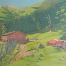 Vintage Hand signed A. Gluck German Farm Landscape Art Large Print - Germany