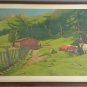 Vintage Hand signed A. Gluck German Farm Landscape Art Large Print - Germany