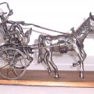 Handmade Metal Sulky, Man & Horse Sculpture Art Display Rancho's Cordoba Argenti