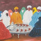 Original Signed Mokhtar Ghailan Morocco SHEIKHS & ARABIC WOMEN IN HAREM Painting