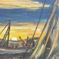 RARE Signed Rozencwaig Boats in Harbor Seascape Acrylic Oil Painting Art Framed
