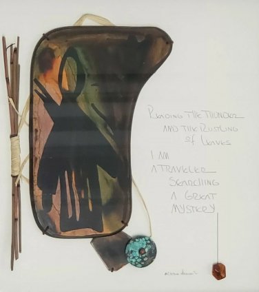 Rare MORTEN FADUM "Reading the Thunder" Native indian Eskimo Mixed Art ILLINOIS
