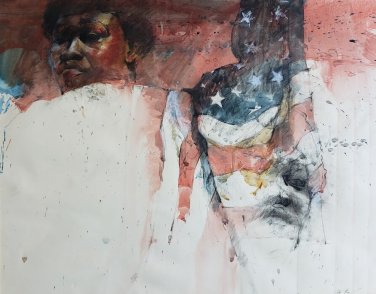 1987 Signed ALEX POWERS Original BLACK AMERICA Afro American Watercolor Painting