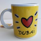 NEW IN BOX - I Love DUBAI Yellow Souvenir Coffee Mug - United Arab Emirates
