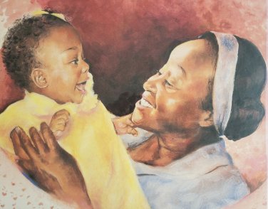 WOW! Carolyn Coffield - LOVE - Mother & Daughter Black  Art Poster Family Print