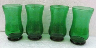 Vintage Green Handblown set (4)  Depression Collectible Mini Juice Glasses