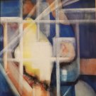 1983 Signed Mercedes GEOMETRIC ABSTRACT Contemporary Modern Vintage Framed Art