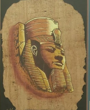 Signed ADEL - Ramesses II The Temple of Abu Simbel - Egypt Papyrus Art Painting