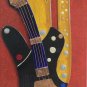 Rare 2007 Alonzo Hubbard Guitar & Saxophone Mixed Media Art Painting Roanoke, VA
