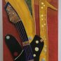 Rare 2007 Alonzo Hubbard Guitar & Saxophone Mixed Media Art Painting Roanoke, VA