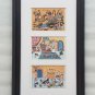 Rare (3) Framed Hamid Bouhali Comedic Cartoon Caricatures Post Card Art Prints
