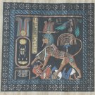 Signed Pharaoh King Tut DEFEATING HIS ENEMIES Egypt Papyrus Art Color Painting