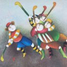 Signed J. Roybal Children Playing Field Hockey -  LaCrosse SPORTS Art  Painting