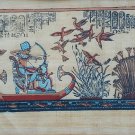 King Tut & Queen Hunting on Nile River Egypt Kemet Papyrus Art Color Painting