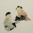 20th CENTURY ORIENTAL ASIAN FINE ART CHINESE CHILDREN PLAY WATERCOLOR PAINTING