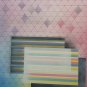 Signed Black 1986 GEOMETRIC ABSTRACT Rainbow Pastel Pink Blue Yellow Modern Art
