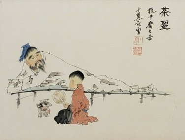 20th CENTURY ORIENTAL ASIAN FINE ART CHINESE FATHER & SON WATERCOLOR PAINTING
