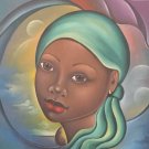 Signed Marcelus Jean Renel Portrait of a Woman Contemporary Art Painting Haiti