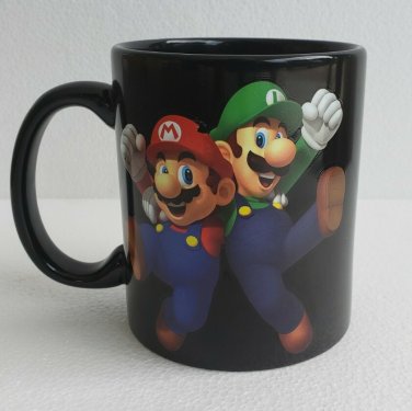 NEW Nintendo Super Mario Bros. Video Game Mario & Luigi Ceramic Black Coffee Mug
