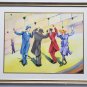 WOW! Orthodox Jews Dancing at the Wailing Wall Judaica Art Watercolor Painting