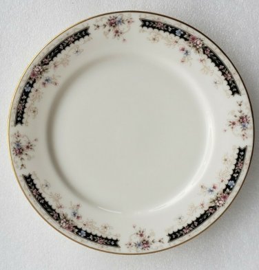 (1) Gorham Fine China NOCTURNE Gold Trim Multicolor Flowers 8 1/4" Salad Plate