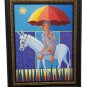 Signed C. Manzueta - Paseo en Burro - Latino Art Dominican Republic Painting