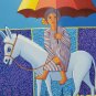 Signed C. Manzueta - Paseo en Burro - Latino Art Dominican Republic Painting