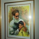 Circa 1970's Sandu Liberman "Grandfather" Framed Artwork Signed In Pencil and Nu