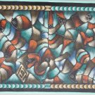 Signed Lemaire Lalanne Naif Folk Haitian Art Haiti Flag on Canvas Painting