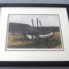 Hand Signed Francis Kelly "Net Bending" H/C Framed Aquatint Etching Print Art