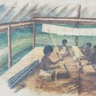 1972 Signed ANTONIO S. VEIKOSA - AETA FAMILY Philippines FIJI HAWAII PAINTING