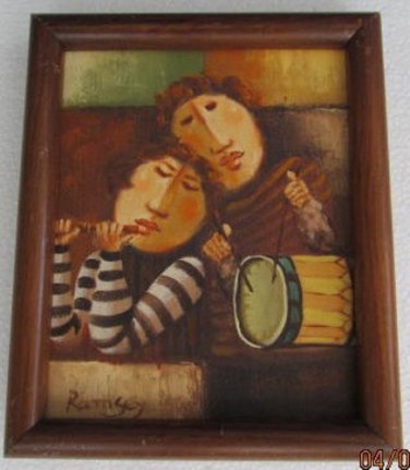 Ramsey Vintage Cartoon Like Children Playing Music Acrylic Art Painting