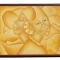 Signed Pierre Princivil Contemporary Haitian Art WOMEN IN YELLOW Painting Haiti