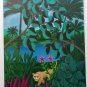 1984 Martin Bessega Naif Jungle Lion Painting Argentina Venezuela Listed Artist