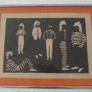 Vintage 1980's Karen Coyne, Paper Cutting Silhouettes  Art Double Matted Collect