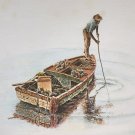 Vintage 1969 George Vaklev Conching in the Grand Bahamas Lithograph Art Print