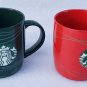 (2) Starbucks 2020 Holiday Red & Green Christmas Coffee Mug 12 oz. Mermaid Logo