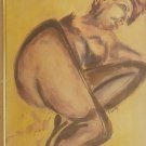 Vintage Signed S. Schwartz Woman in Nude Watercolor Painting Framed Art