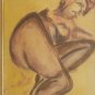 Vintage Signed S. Schwartz Woman in Nude Watercolor Painting Framed Art