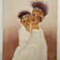 Signed W. Harris MOTHER & CHILD Black Americana Memorabilia Art Painting Kente