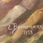 Rare Signed 1953 E. Bornemann Mountain House Landscape Art Painting on Masonite