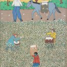 1975 Signed ALCIDES PEREIRA DOS SANTOS Harvesting Cotton Brazil Art Painting
