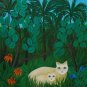 1985 Martin Bessega Two Cats Jungle Painting Argentina - Venezuela Listed Artist
